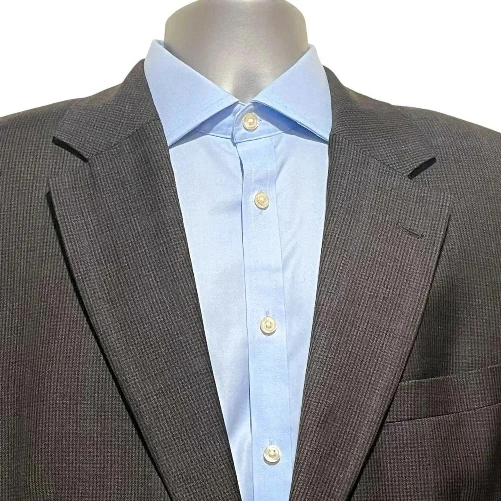Brooks Brothers 346 Wool Charcoal Gray Glen Check Mens Sport Coat Blazer 44L
